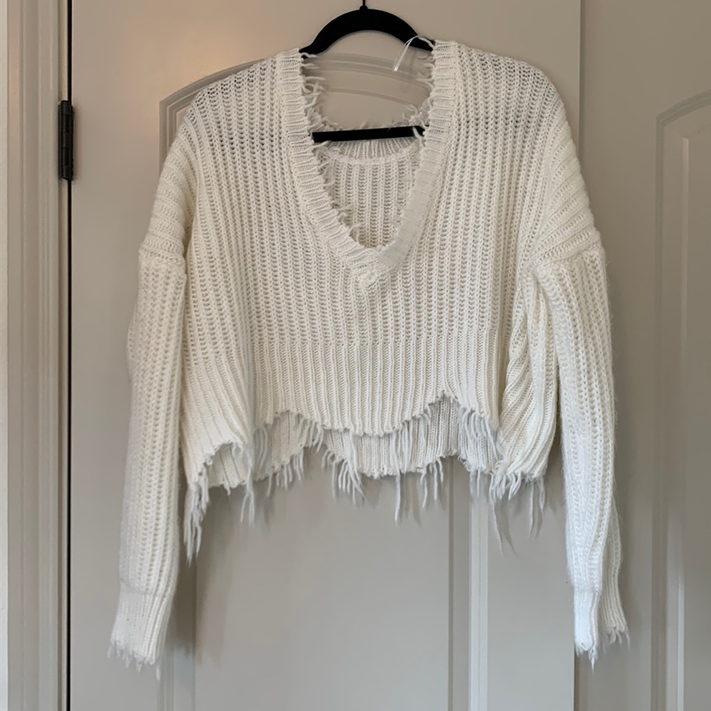 White knit sweater